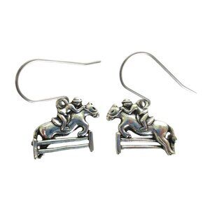 New Horse Jumping Dangle Pierced Earrings Stainless Hooks - Equestrian Jewelry